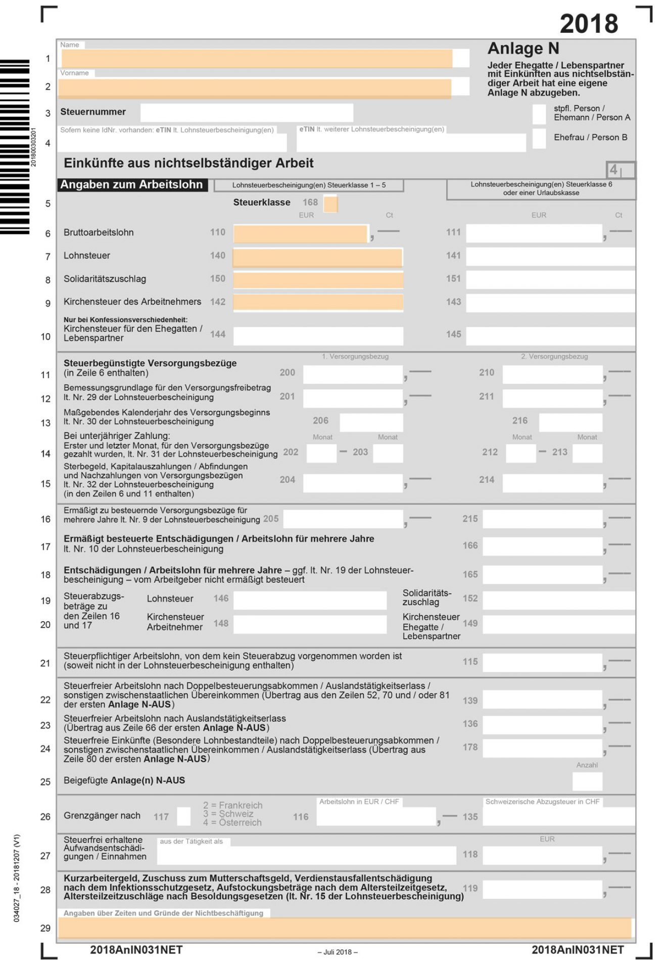 Vereinfachte einkommensteuererklärung 2018