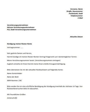 Riester-Rente kündigen: Tipps & Alternativen inkl. Vorlage - Finanzen.de